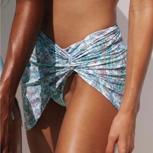 🆕 REVOLVE x VDM KYLIE Pastel Paisley Blue Pink Ruched Mini Skirt Coverup